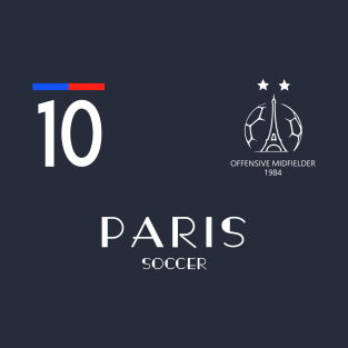 PARIS SOCCER Number 10 Offensive Midfielder Two Stars T-Shirt