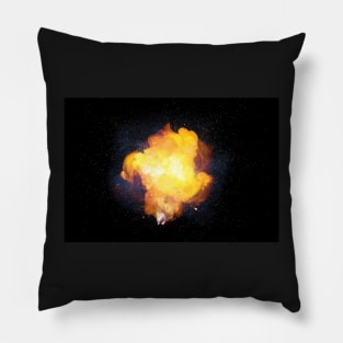 Realistic bright fiery bomb explosion with sparks and smoke Pillow