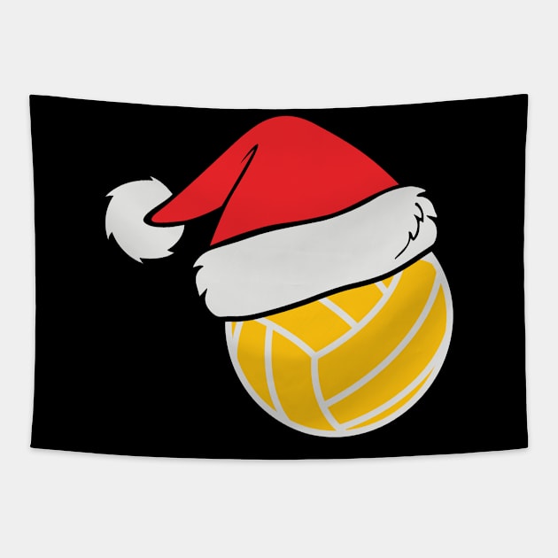 Volleyball with Santa Hat Funny Christmas Gift Tapestry by BadDesignCo