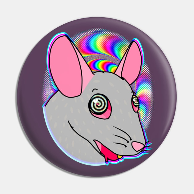 Tripped Out Rat (Full Color) Pin by Rad Rat Studios