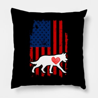 Wolf Merica Usa American Flag Pillow