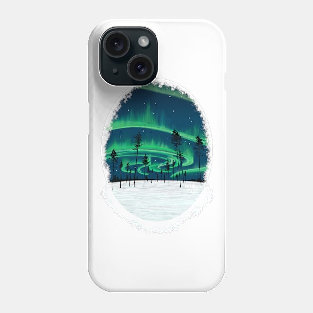 Northern lights sky in winter wonderland Phone Case by Aurealis