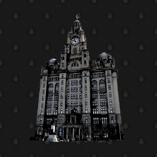 Liverpool Liver Building Colour Abstract by tribbledesign