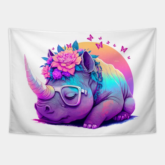 Sleeping Rhino Tapestry by PukingRainbow