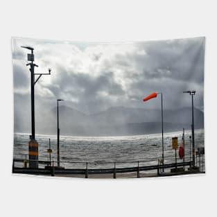 Bad weather sweeping over the Isle of Arran and Claonaig, Scotland Tapestry