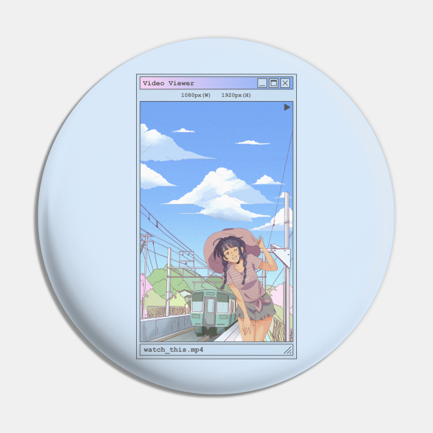 Anime Train Station and Girl Summer Aesthetic - Anime Aesthetic - Pin | TeePublic Anime Train Station and Girl Summer Aesthetic - Anime Aesthetic - Pin | TeePublic