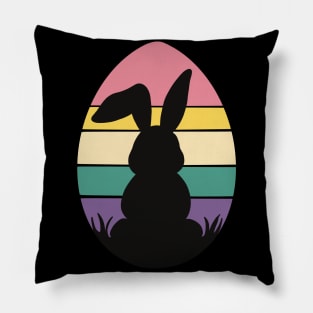 Easter Egg and Bunny Retro Sunset Pillow