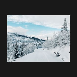 Wintertime in Scandinavia - Snowy Landscape in Norwegian National Park T-Shirt