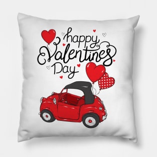 Red Truck With Hearts Happy Valentine's Day Gifts For Girls Women Pillow