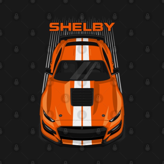 Ford Mustang Shelby GT500 2020-2021 - Twister Orange - White Stripes by V8social