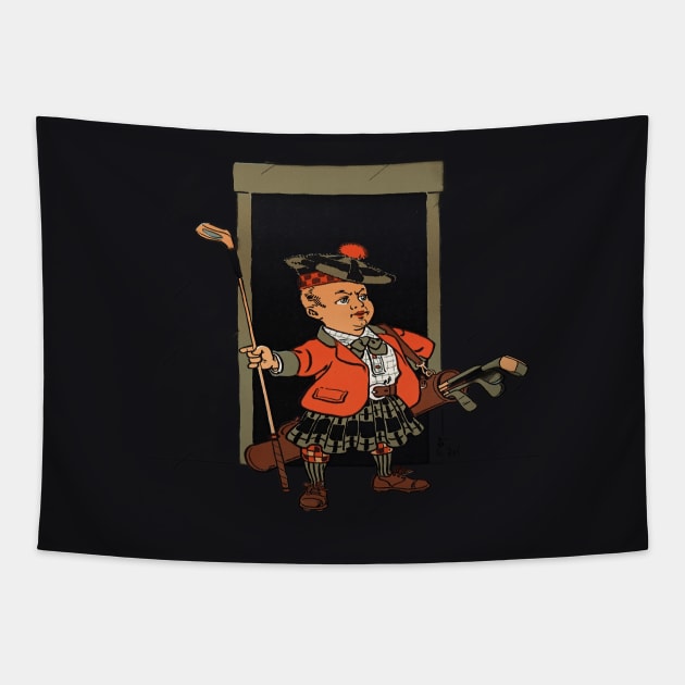 scottish with golf stick Tapestry by TrvlAstral