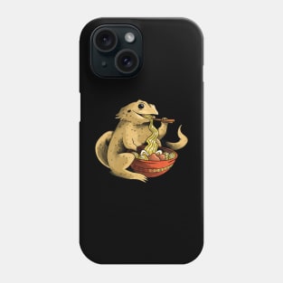 Bearded Dragon Eating Ramen Noodles Phone Case