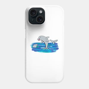 Cute happy dolphins playing cartoon Phone Case