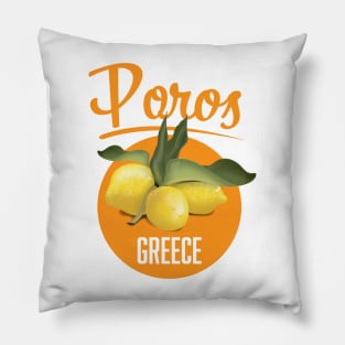 Poros Greece travel poster Pillow