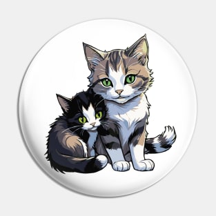 Cozy Companions: Mother Cat and Kitten Pin