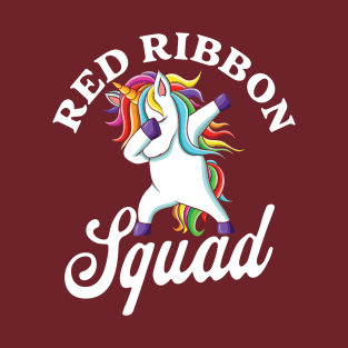 Dabbing unicorn We Wear Red For Red Ribbon Week Awareness T-Shirt