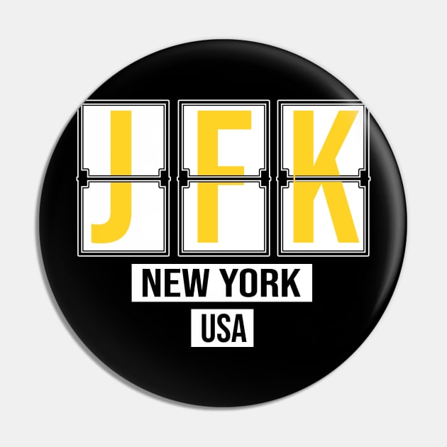 JFK - New York Airport Code Souvenir or Gift Shirt Pin by HopeandHobby