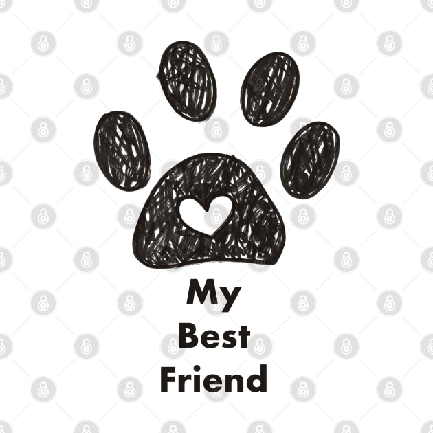 My best friend text made of hand drawn paw prints by GULSENGUNEL