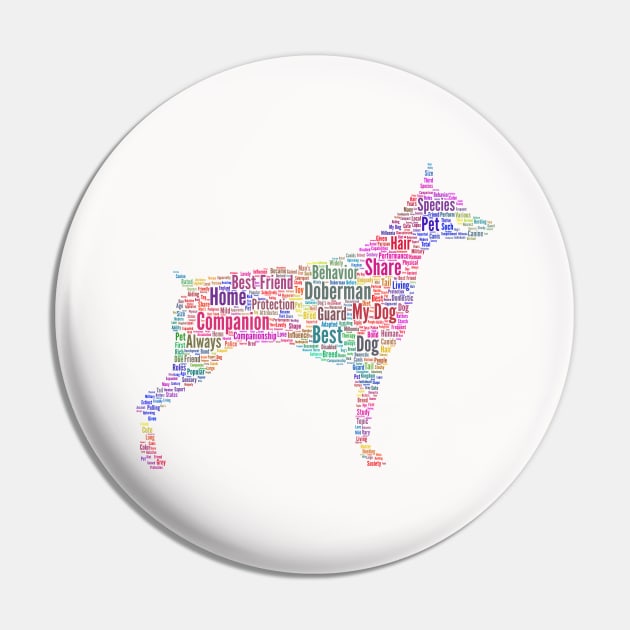 Dog Doberman Animal Pet Text Word Cloud Pin by Cubebox