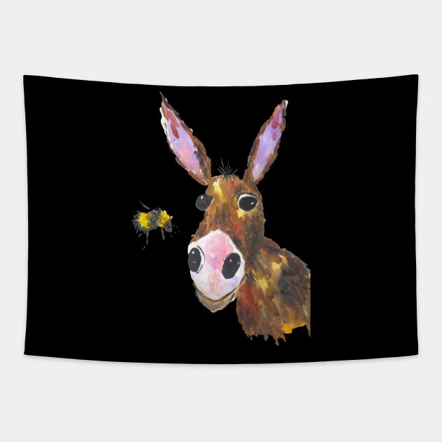 Silly Donkey and a bee Tapestry by Casimirasquirkyart