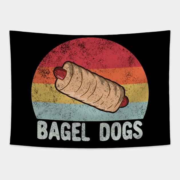 Retro Bagel Dogs Gift Tapestry by KawaiinDoodle