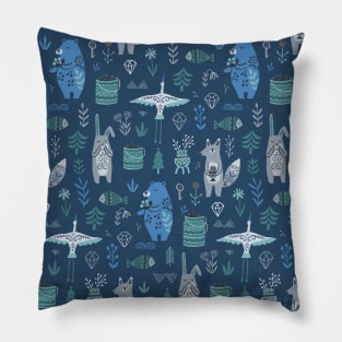 Yakutian Summer Animals Pattern Pillow