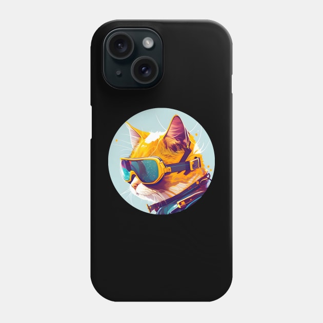 Cat Snow Skiing Sledging Holiday Vacation - Love Cats Phone Case by Jason Smith