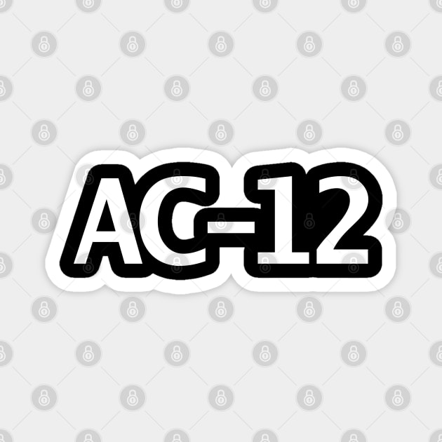 AC 12 Typography White Text Magnet by ellenhenryart