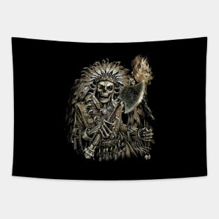 Native American Chief Skull Tapestry