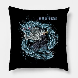 Scribble art dragon ice warrior Pillow