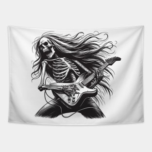 Rocker Skeleton Playing Electric Guitar Tapestry