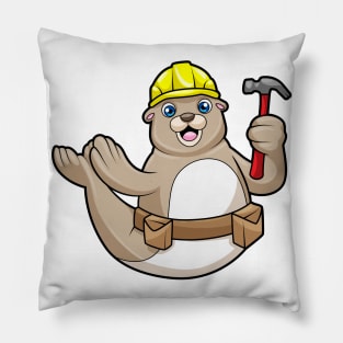 Seal as Carpenter with Hammer & Hat Pillow