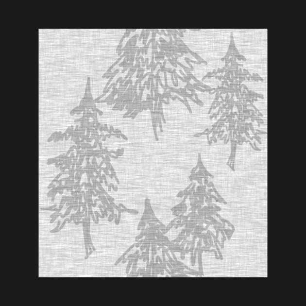 Evergreen Trees - Grey Linen by SugarPineDesign