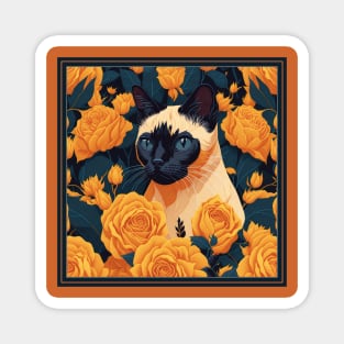 Siamese cat. Style vector (yellow version 2 Siamese cat) Magnet