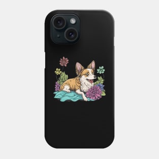 Cute Corgi Dog with Flowers in Summer Time Phone Case