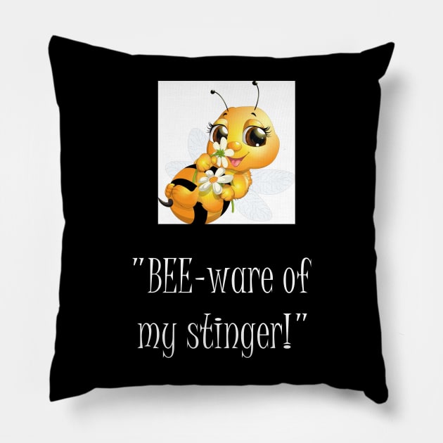 bee funny cool Pillow by Bookshelfsells 