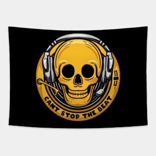 cant stop the beat skull head art Tapestry