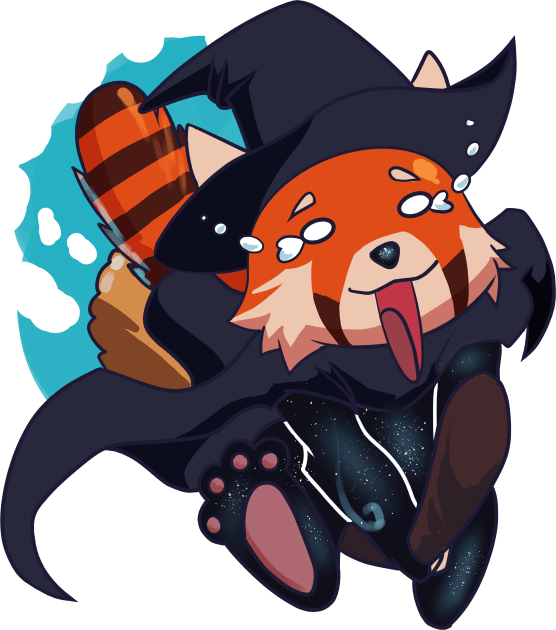 How Do You Stop This Thing!? - Red Panda Witch Kids T-Shirt by Xonaar Illustrations