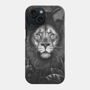 Lion in tropical leaves Phone Case