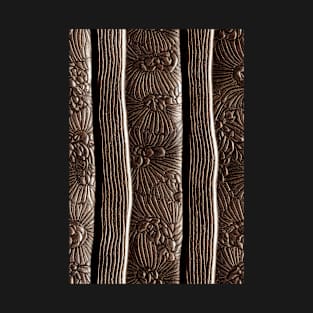 Dark Brown Ornamental Leather Stripes, natural and ecological leather print #45 T-Shirt