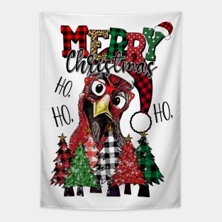 HO HO HO Merry Christmas Chicken lover, Farmer Xmas Tree Tapestry