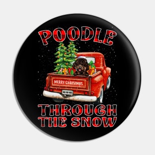 Christmas Poodle Through The Snow Dog Santa Truck Tree Pin