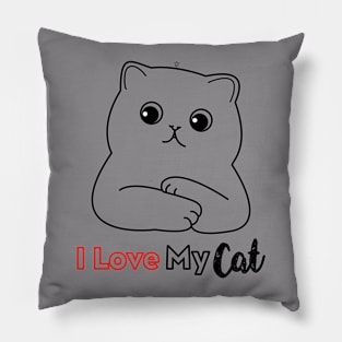 "I Love My Cat" T-shirt Desing cute animal Pillow