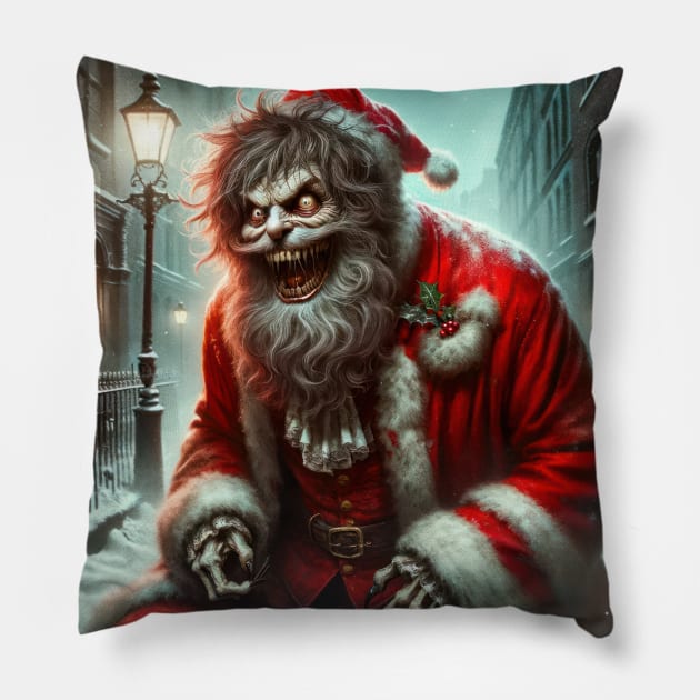 Dr Jekyll and Mr Claus Pillow by TooplesArt