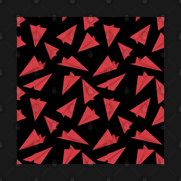 Paper Planes Pattern Black and Red by DrawingEggen