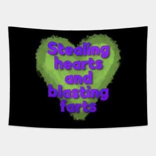 Stealing Hearts and Blasting Farts-Purple Letters Tapestry