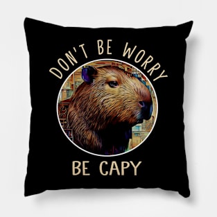 Don't Be Worry Be Capy Capybara Love, Tee Talk Triumph Extravaganza Pillow