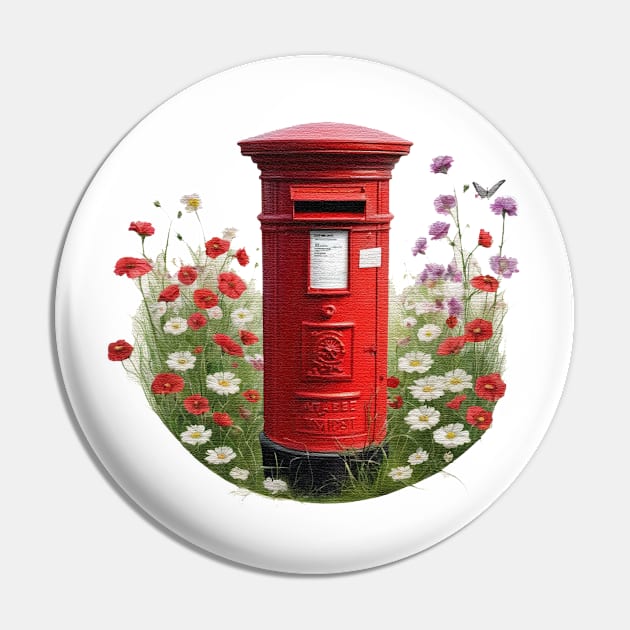 Red post box Pin by JnS Merch Store