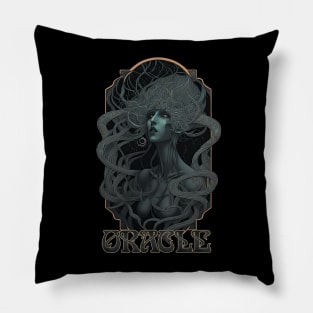 Oracle - Ancient Witch Priestess of Prophecy Art Nouveau Pillow