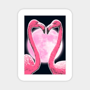 Flamingo Heart Shaped Art Moon Magnet